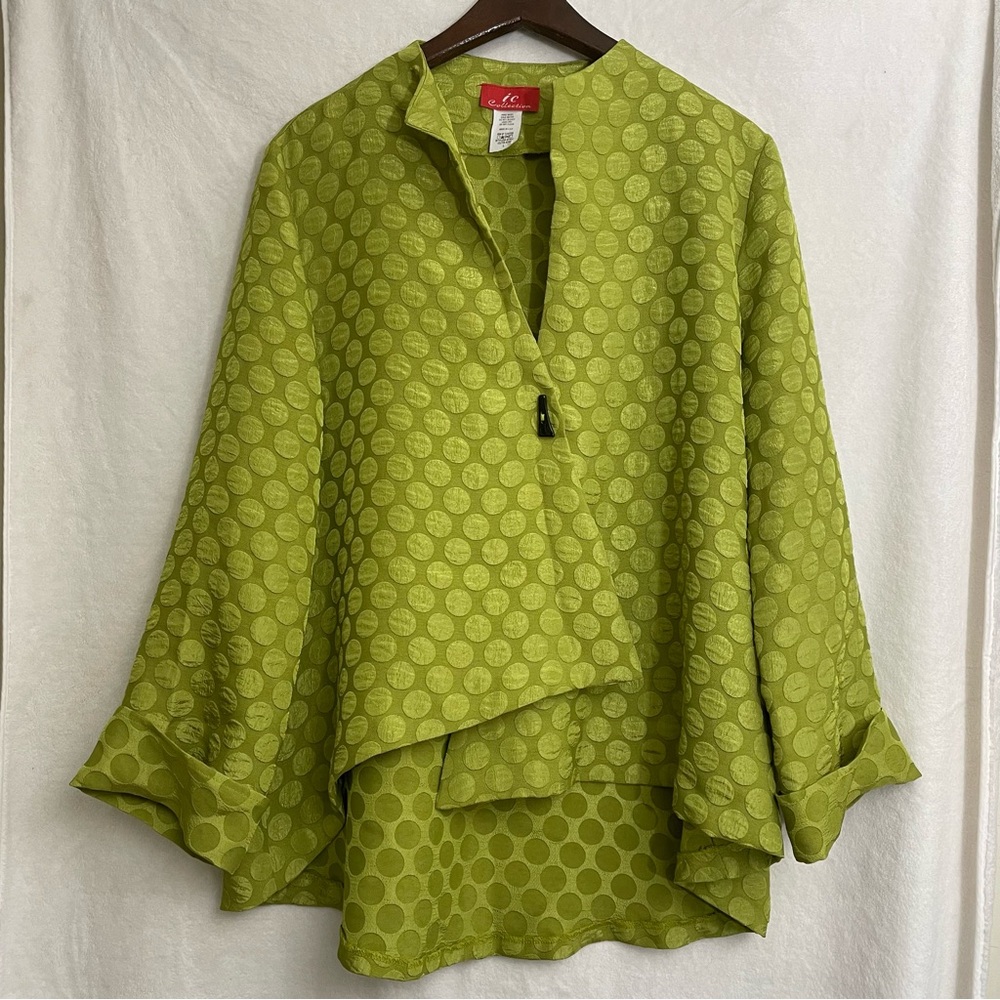 IC Collection Green Polka Dot Blouse